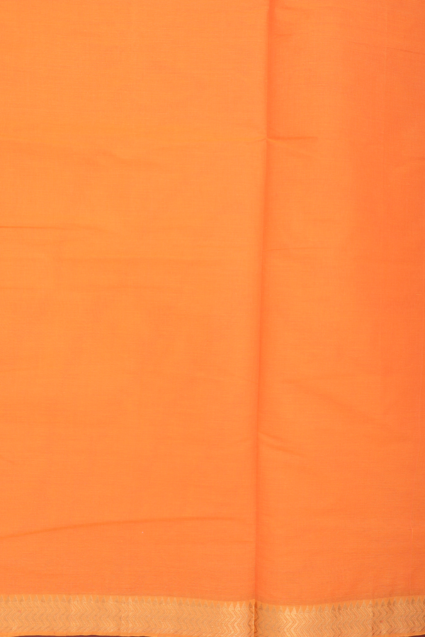 Mangalagiri Cotton Saree In Orange With Chevron Design