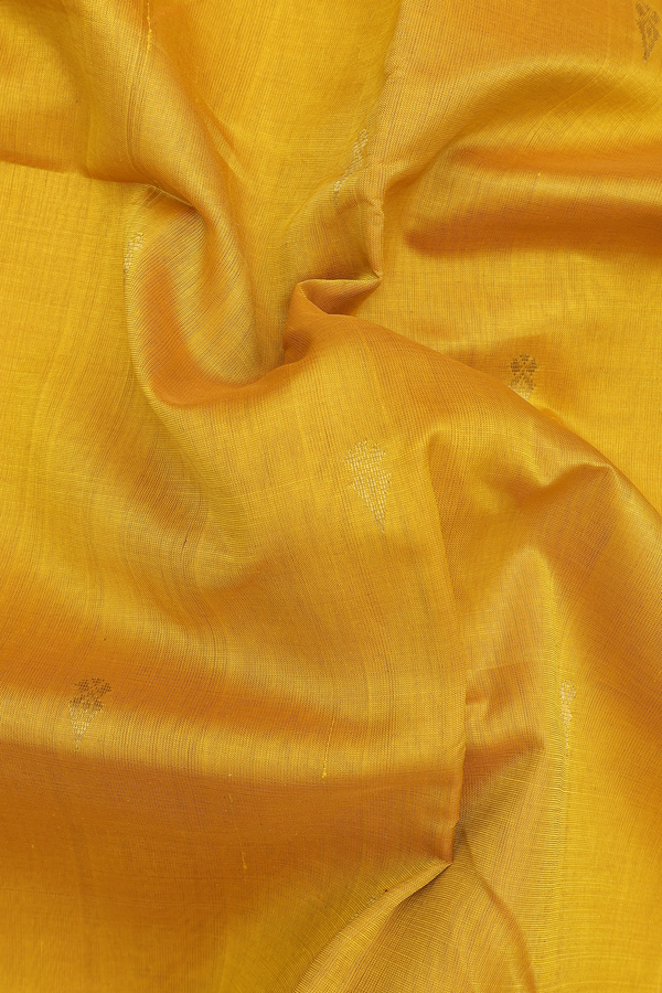Traditional Silk Cotton Saree In Yellow With Zari Buttas