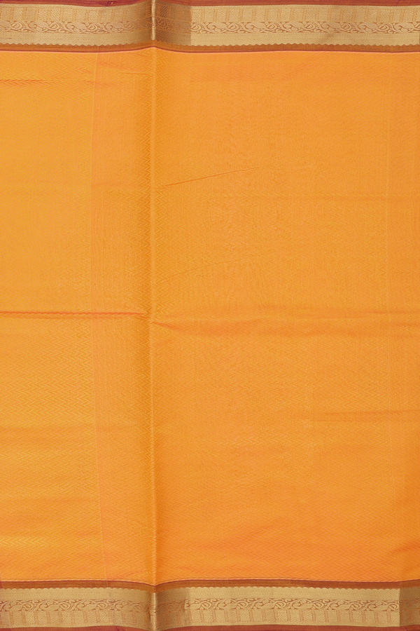 Traditional Silk Cotton Saree Royal Orange With Chevron Design