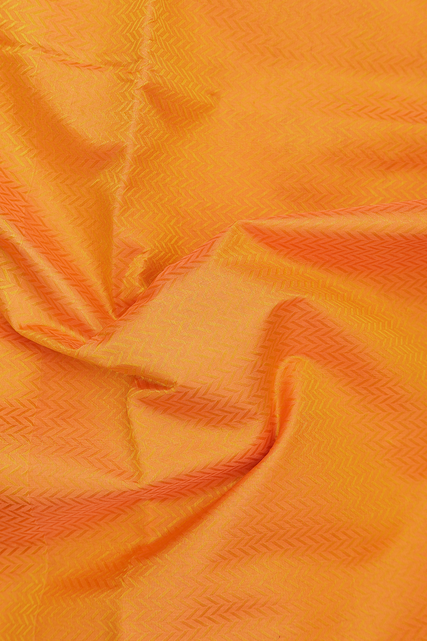 Traditional Silk Cotton Saree Royal Orange With Chevron Design