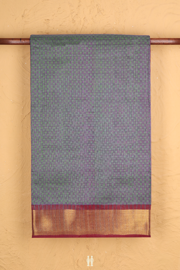 Silk Cotton Saree In Green With Paai Madippu Kattai Design