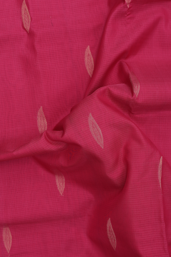 Traditional Silk Cotton Saree In Rani Pink With Zari Buttas