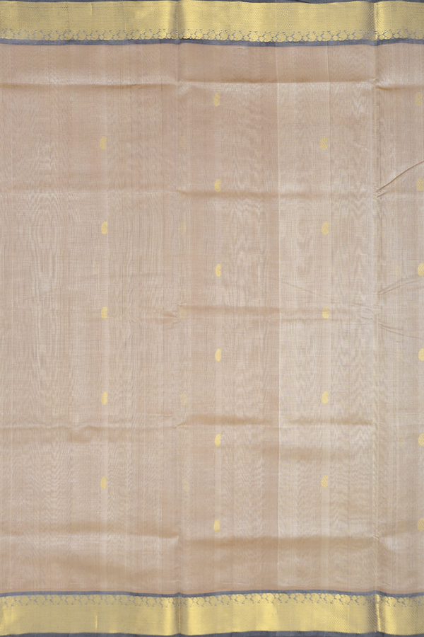 Traditional Silk Cotton Saree In Brown With Paisley Buttas