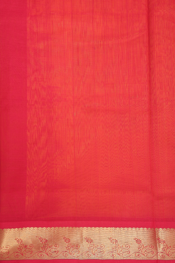 Traditional Silk Cotton Saree Royal Orange With Rudraksh Buttas