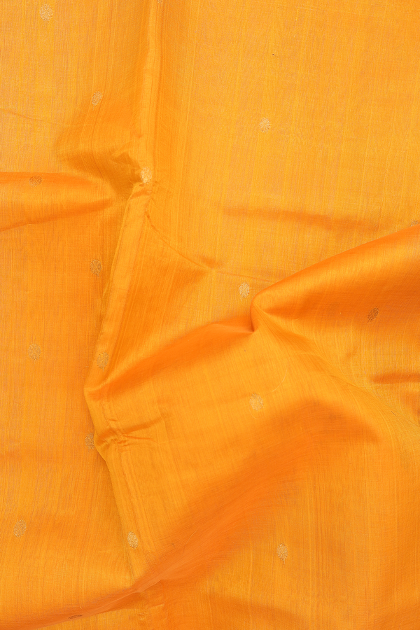 Traditional Silk Cotton Saree Royal Orange With Rudraksh Buttas
