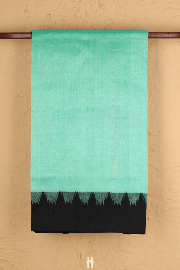 Traditional Silk Cotton Saree Mint Blue With Contrast Border