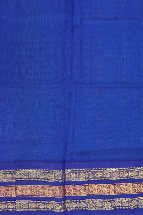 Silk Cotton Saree In Tiffany Blue With Stripes Along Buttas