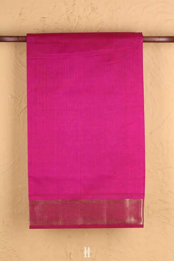 Traditional Silk Cotton Saree In Purple Rose With Zari Border