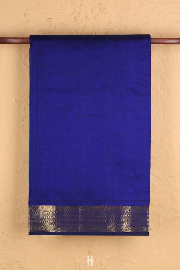 Traditional Silk Cotton Saree In Royal Blue With Zari Border