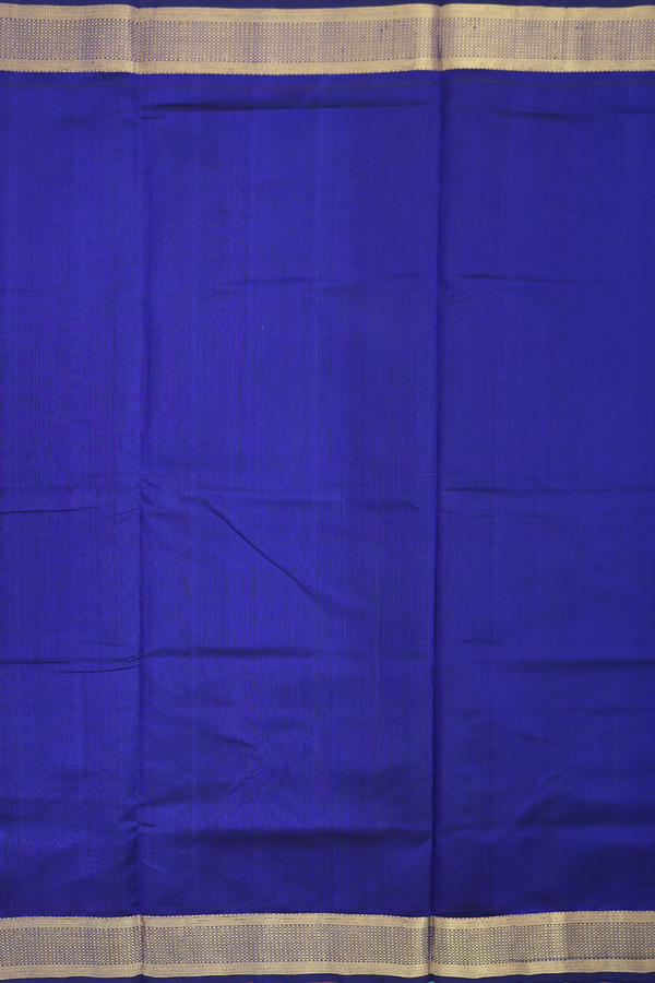 Traditional Silk Cotton Saree In Royal Blue With Zari Border