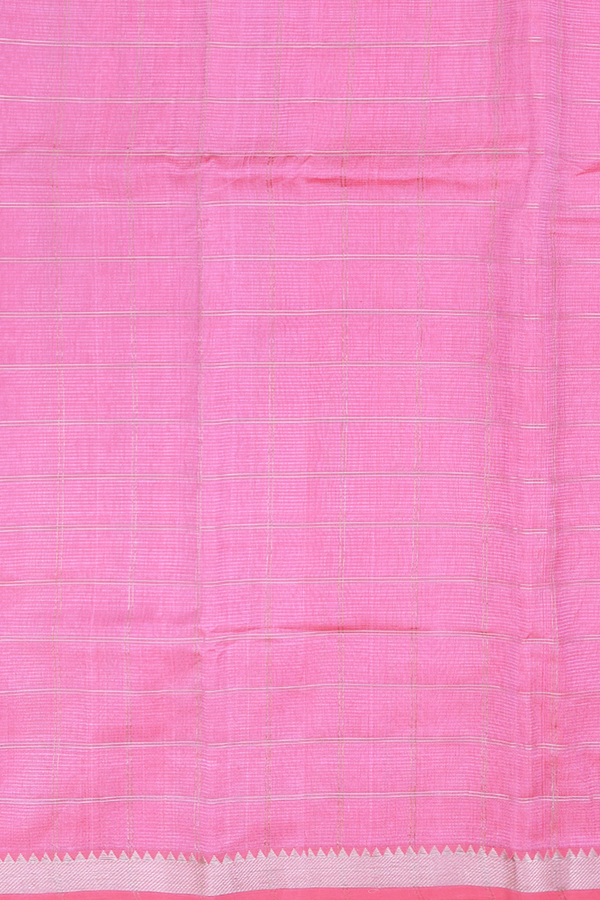 Mangalagiri Silk Cotton Saree In Pink With Checks Design