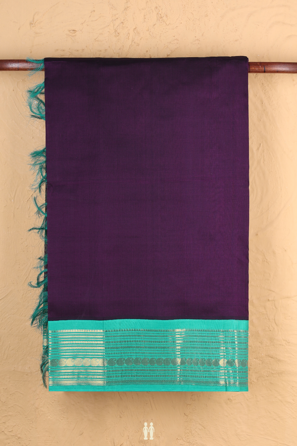 Silk Cotton Saree In Purple With Contrast Border