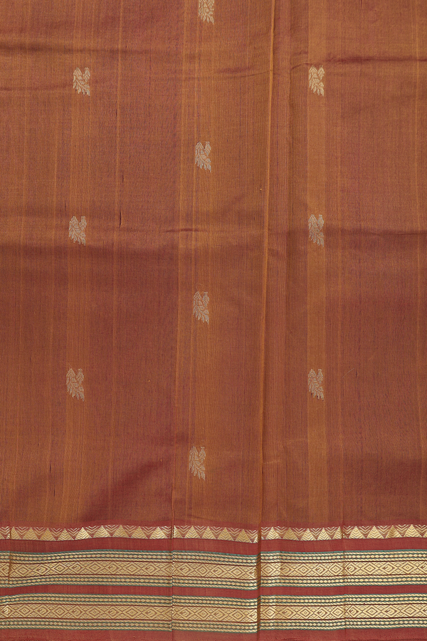 Silk Cotton Saree In  Purple With Zari Buttas