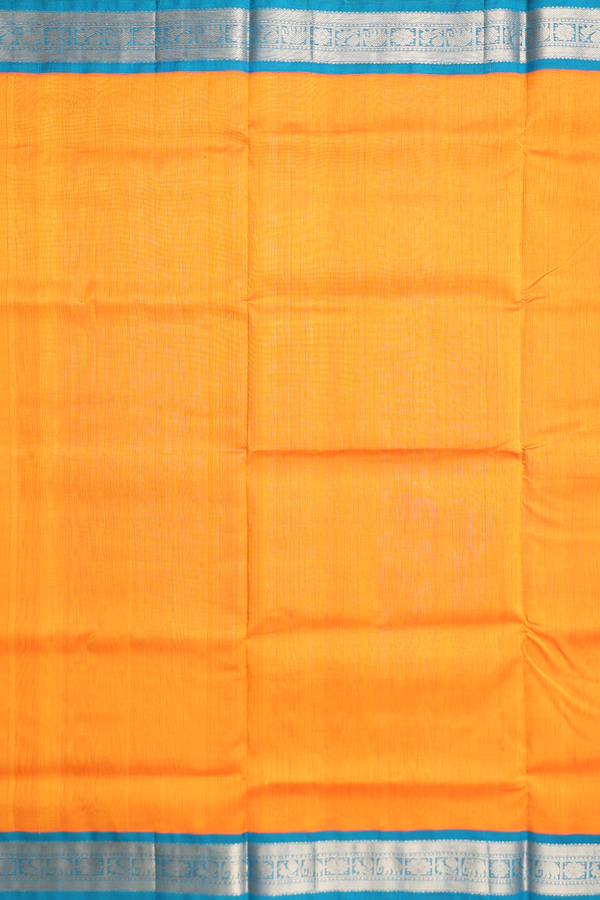 Traditional Silk Cotton Saree In Orange With Contrast Border