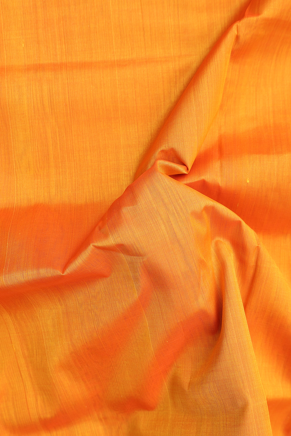 Traditional Silk Cotton Saree In Orange With Contrast Border
