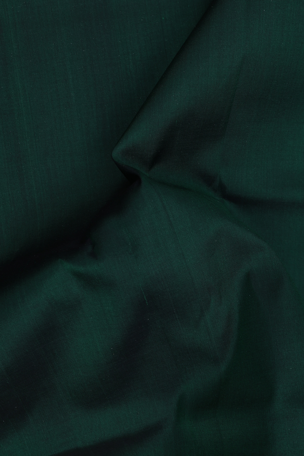 Traditional Silk Cotton Saree Dark Green With Peacock Border