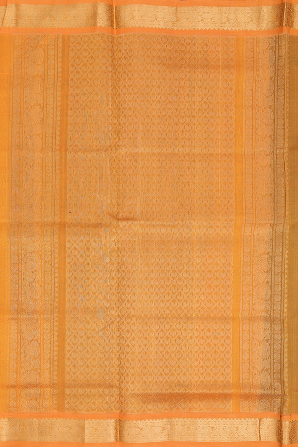 Traditional Silk Cotton Saree Dark Green With Peacock Border