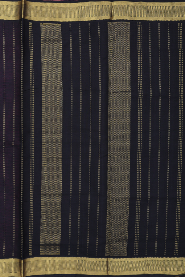Silk Cotton Saree In Purple With Paai Madippu Kattam Design
