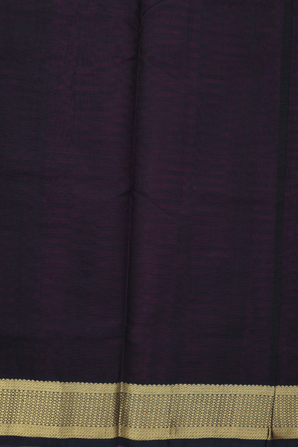 Silk Cotton Saree In Purple With Paai Madippu Kattam Design