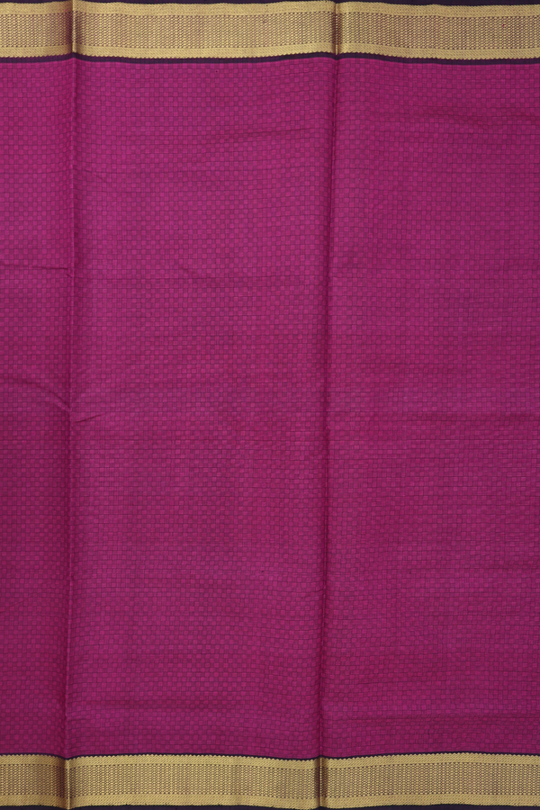 Silk Cotton Saree In Purple With Paai Madippu Kattam Design