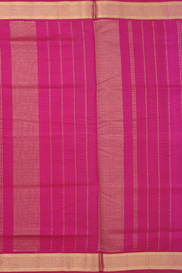 Silk Cotton Saree In Pink With Paai Madippu Kattam Design