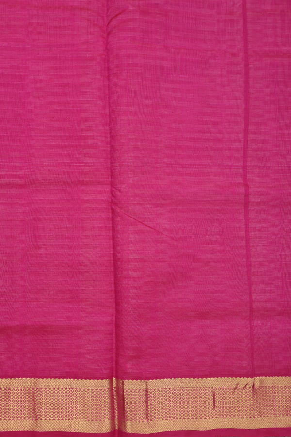 Silk Cotton Saree In Pink With Paai Madippu Kattam Design