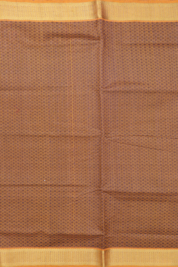 Silk Cotton Saree In Brown With Paai Madippu Kattam Design