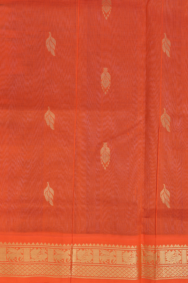 Traditional Silk Cotton Saree In Grey With Zari Buttas