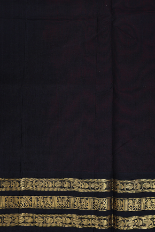 Silk Cotton Saree In Burgundy Red With Paisley Buttas