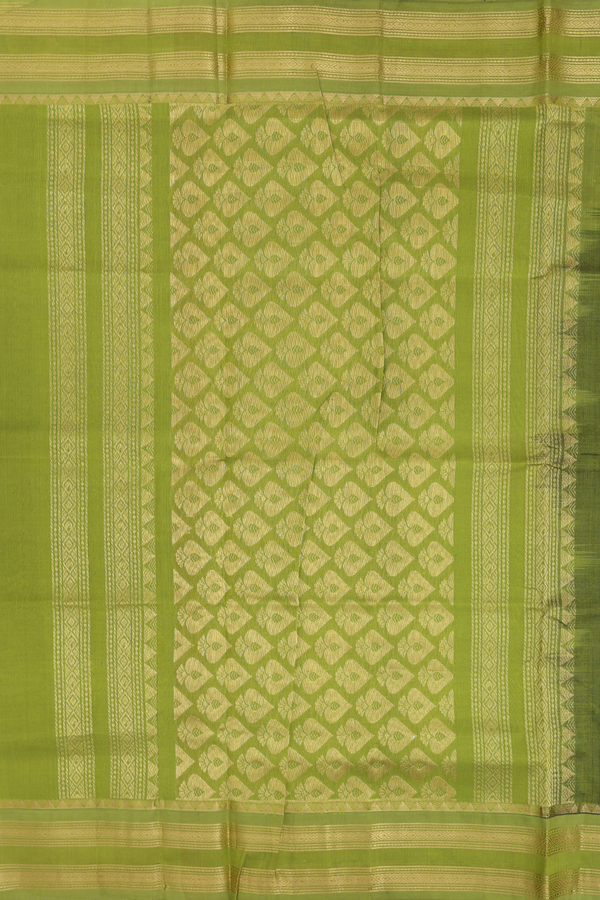 Traditional Silk Cotton Saree In Blue With Floral Buttas