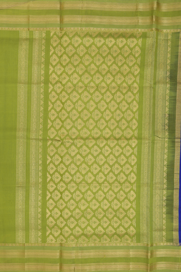 Silk Cotton Saree In Royal Blue With Floral Buttas