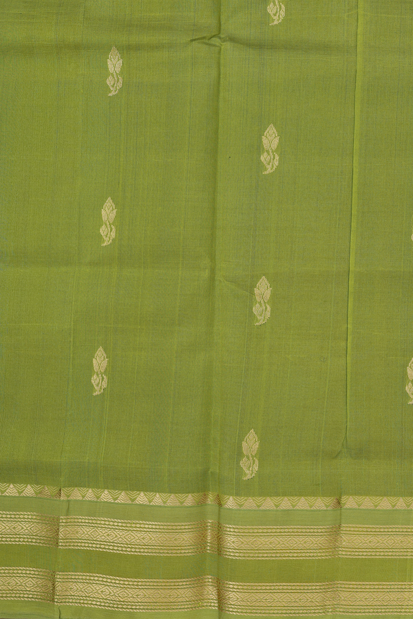 Silk Cotton Saree In Royal Blue With Floral Buttas