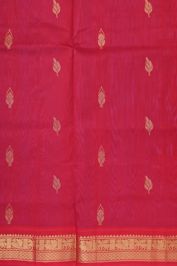 Traditional Silk Cotton Saree In Lavender With Zari Buttas