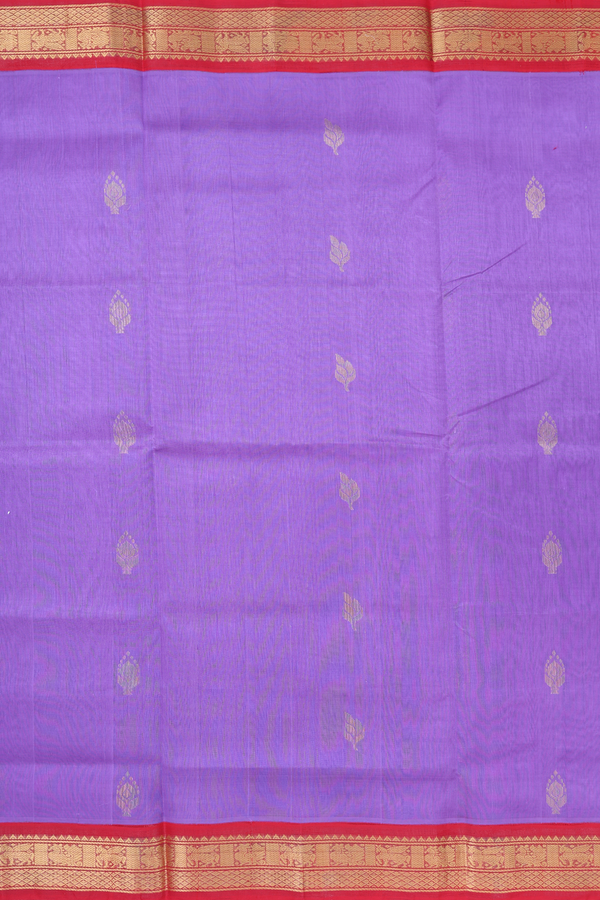 Traditional Silk Cotton Saree In Lavender With Zari Buttas