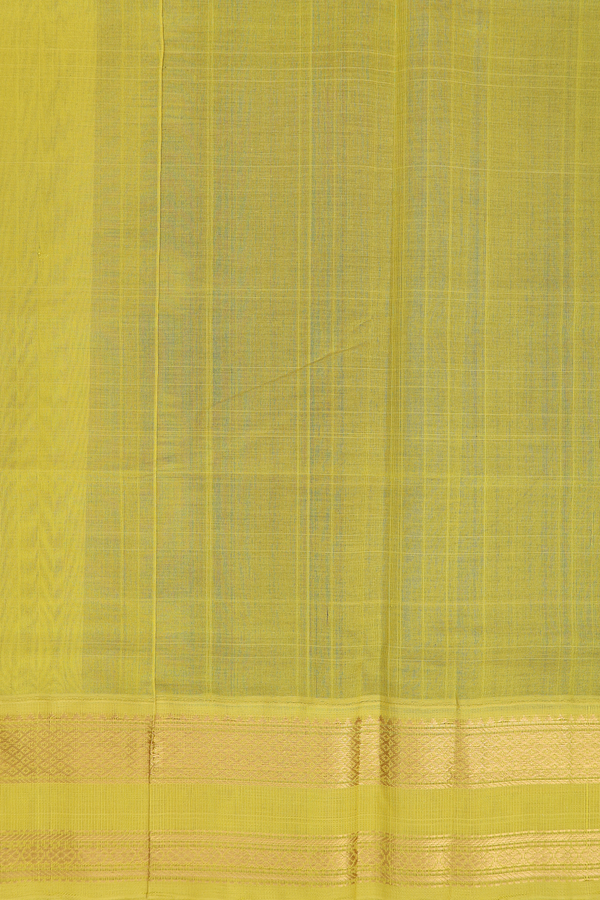 Silk Cotton Saree In Dark Oak Brown With Zari Buttas