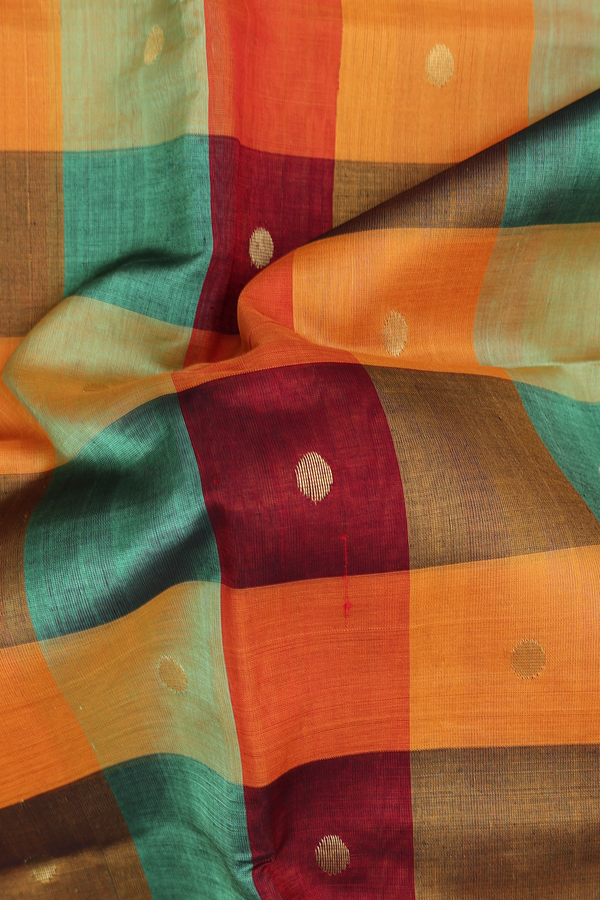 Traditional Silk Cotton Saree In Multicolor With Checks Design