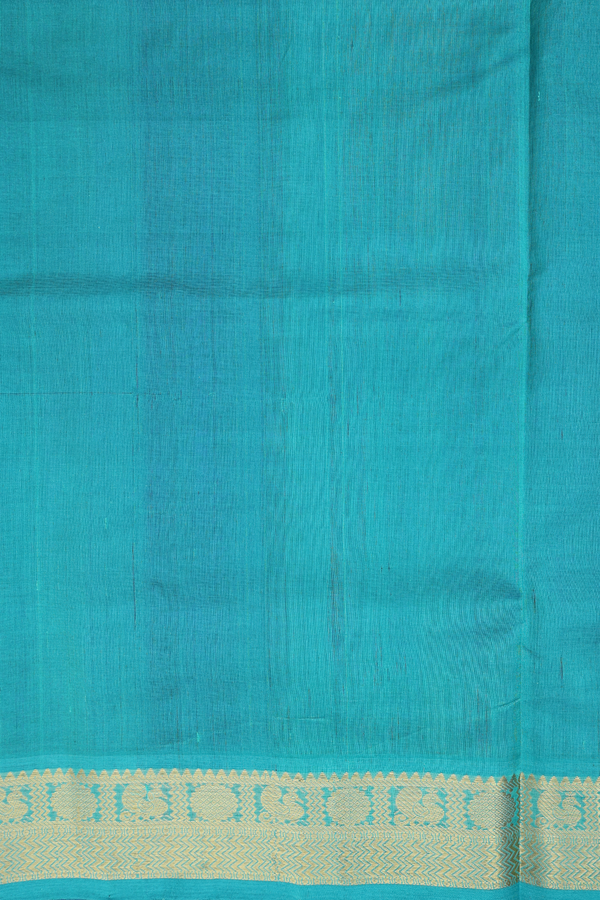 Traditional Silk Cotton Saree In Royal Blue With Zari Buttas