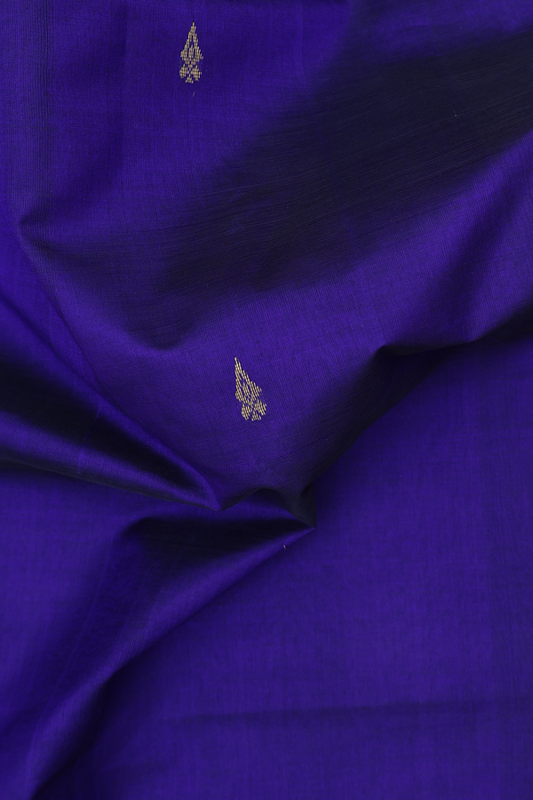 Traditional Silk Cotton Saree In Royal Blue With Zari Buttas