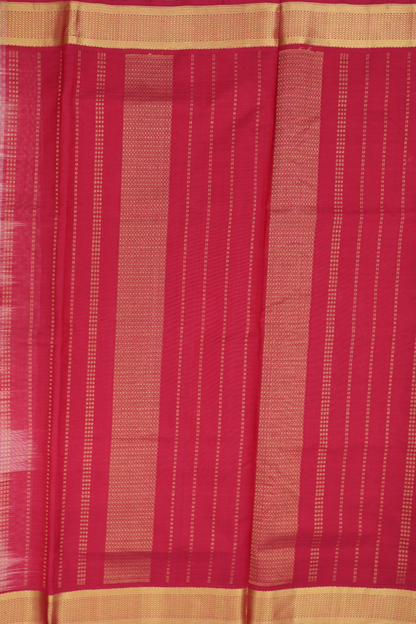 Silk Cotton Saree In Pink With Paai Madippu Kattam Design