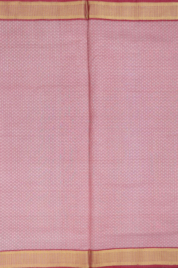 Silk Cotton Saree In Pink With Paai Madippu Kattam Design