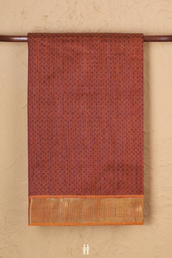 Silk Cotton Saree In Brown With Paai Madippu Kattam Design