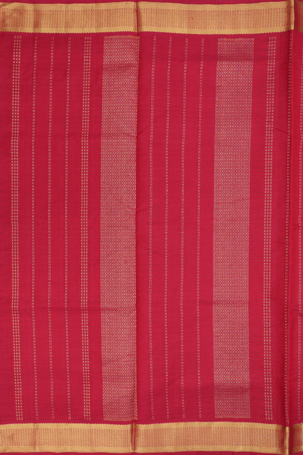 Silk Cotton Saree In Orange With Paai Madippu Kattam Design