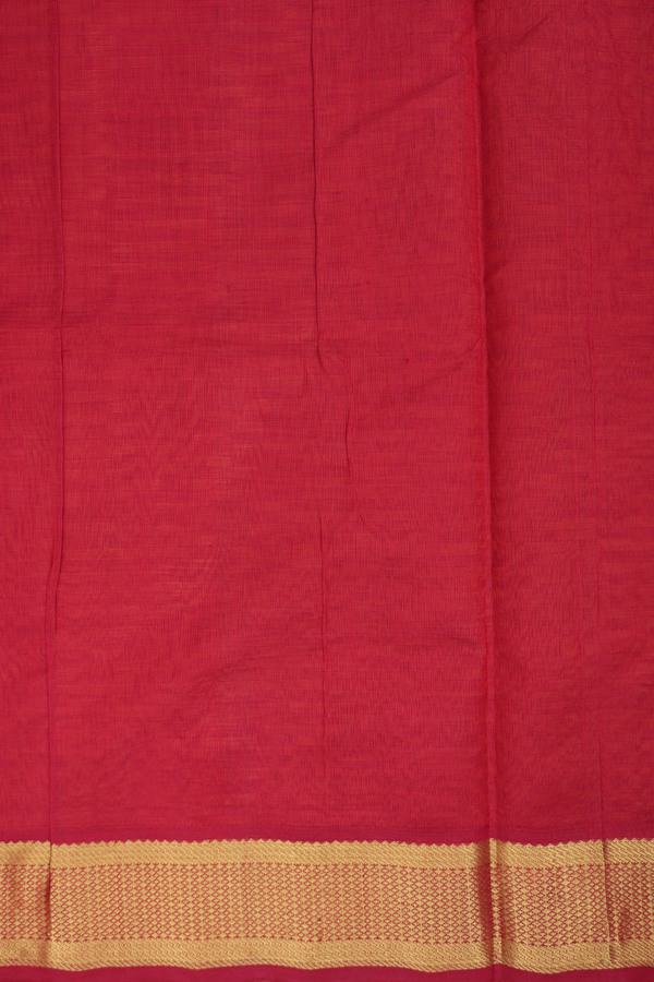 Silk Cotton Saree In Orange With Paai Madippu Kattam Design