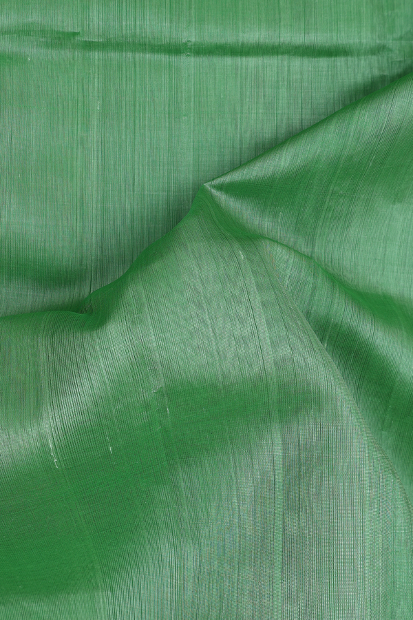 Traditional Silk Cotton Saree In Green With Contrast Border
