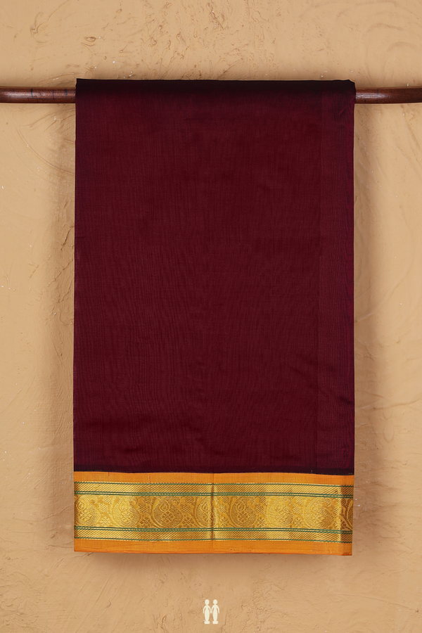 Silk Cotton Saree In Plum Purple With Contrast Border