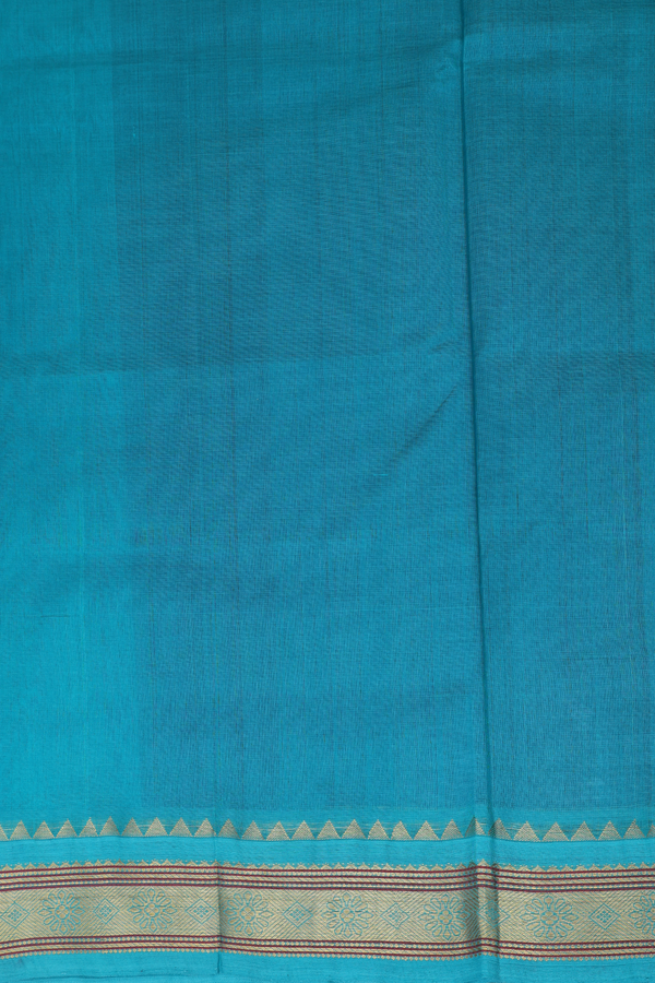 Silk Cotton Saree In Midnight Blue With Contrast Border