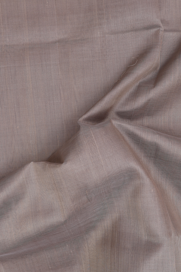 Silk Cotton Saree Greyish Brown With Contrast Border