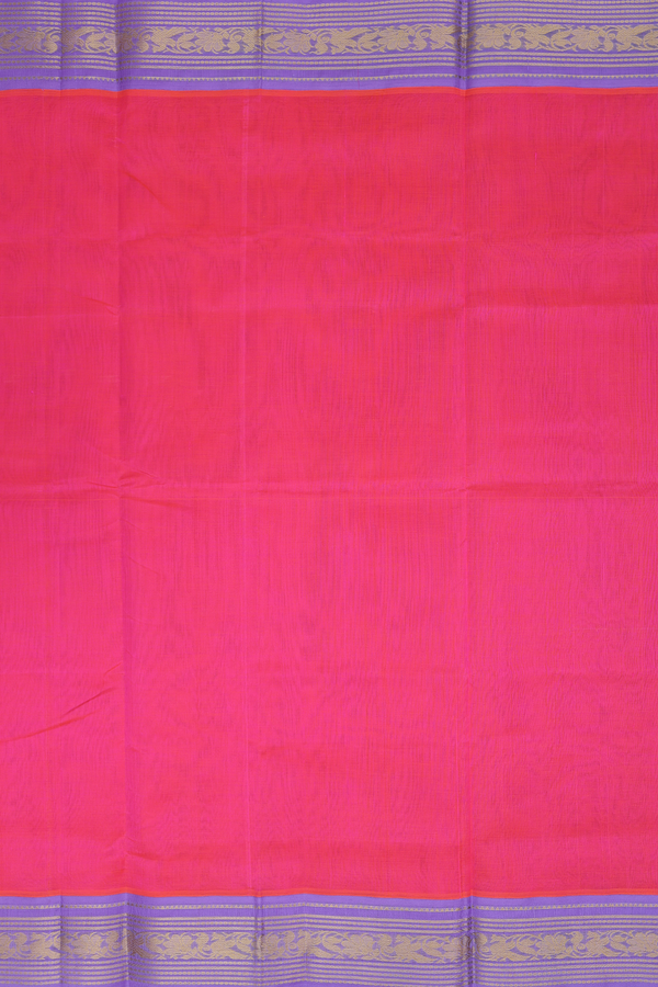 Traditional Silk Cotton Saree In Hot Pink With Contrast Border