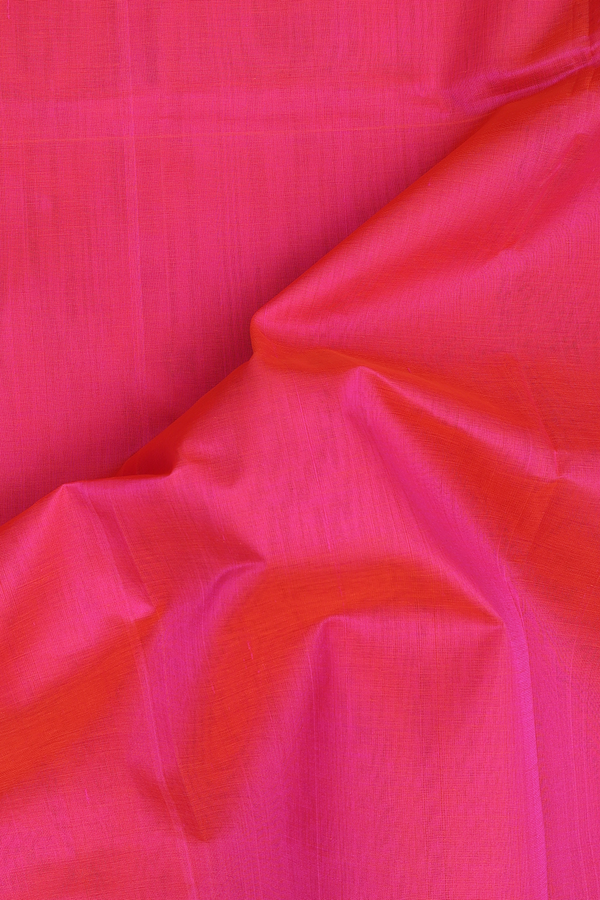 Traditional Silk Cotton Saree In Hot Pink With Contrast Border