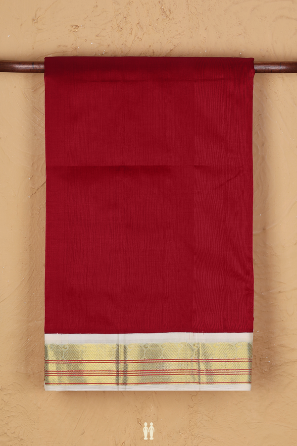 Traditional Silk Cotton Saree In Red With Contrast Border